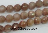 CMS59 15.5 inches 8mm faceted round moonstone gemstone beads