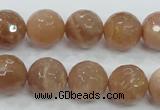 CMS62 15.5 inches 14mm faceted round moonstone gemstone beads