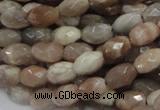 CMS70 15.5 inches 6*10mm faceted rice moonstone gemstone beads