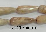 CMS76 15.5 inches 10*30mm faceted teardrop moonstone gemstone beads