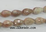 CMS88 15.5 inches 8*12mm faceted teardrop moonstone gemstone beads