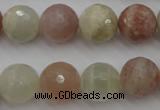 CMS882 15.5 inches 14mm faceted round moonstone gemstone beads