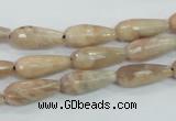 CMS90 15.5 inches 7*18mm faceted teardrop moonstone gemstone beads