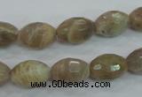 CMS92 15.5 inches 10*14mm faceted rice moonstone gemstone beads