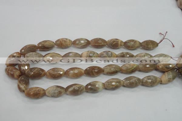 CMS93 15.5 inches 13*22mm faceted rice moonstone gemstone beads