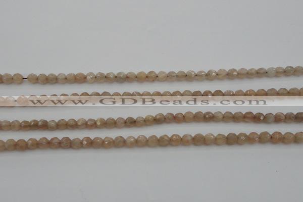 CMS940 15.5 inches 4mm faceted round A grade moonstone gemstone beads