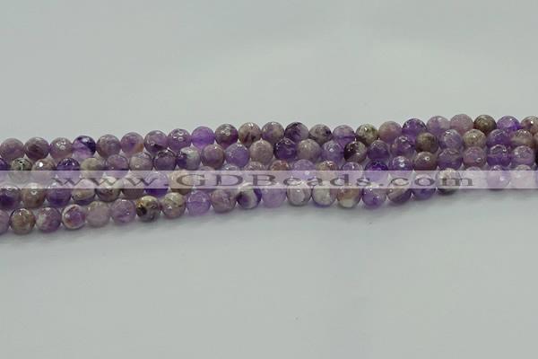 CNA1011 15.5 inches 6mm faceted round dogtooth amethyst beads