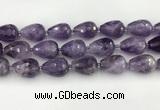 CNA1181 15.5 inches 15*20mm faceted teardrop amethyst beads