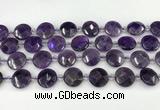 CNA1200 15.5 inches 16mm faceted coin amethyst beads wholesale