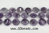 CNA1204 15.5 inches 20mm faceted coin amethyst beads wholesale