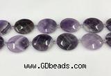 CNA1208 15.5 inches 25*30mm faceted oval amethyst gemstone beads