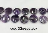 CNA1211 15.5 inches 30mm faceted coin amethyst gemstone beads