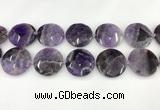 CNA1212 15.5 inches 40mm faceted coin amethyst gemstone beads