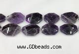 CNA1213 15.5 inches 25*35mm - 30*40mm faceted freefrom amethyst beads