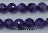 CNA254 15.5 inches 12mm faceted round natural amethyst beads