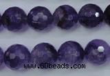 CNA255 15.5 inches 14mm faceted round natural amethyst beads