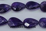 CNA262 15.5 inches 13*18mm faceted flat teardrop natural amethyst beads