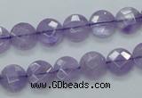 CNA321 15.5 inches 10mm faceted coin natural lavender amethyst beads