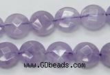 CNA322 15.5 inches 12mm faceted coin natural lavender amethyst beads