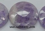 CNA327 15.5 inches 40mm faceted coin natural lavender amethyst beads