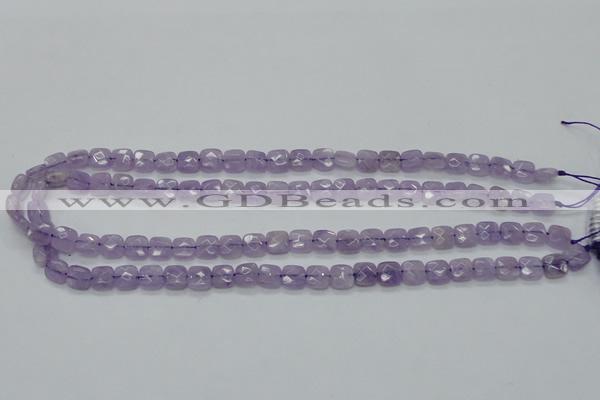 CNA339 15.5 inches 8*8mm faceted square natural lavender amethyst beads