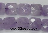 CNA340 15.5 inches 15*15mm faceted square natural lavender amethyst beads