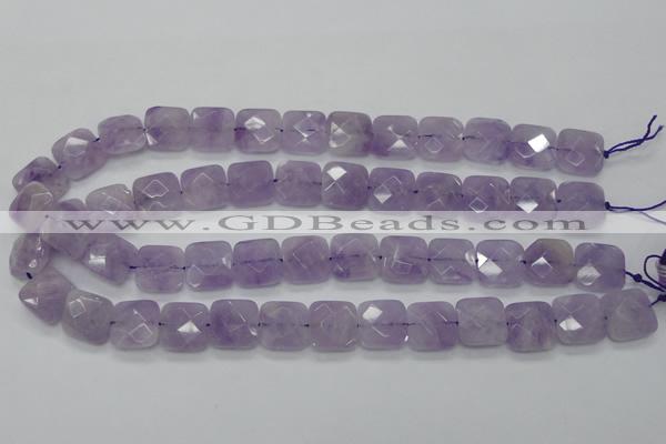 CNA340 15.5 inches 15*15mm faceted square natural lavender amethyst beads