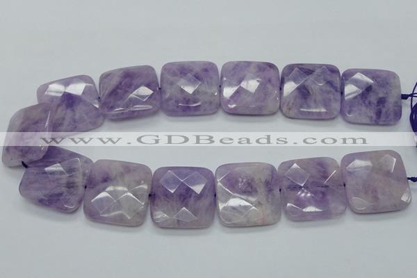 CNA342 15.5 inches 30*30mm faceted square natural lavender amethyst beads