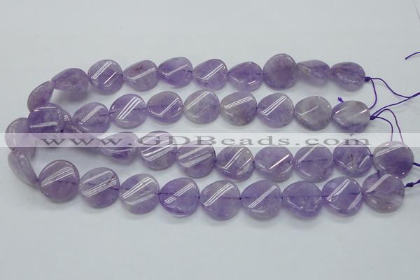 CNA343 15.5 inches 20mm twisted coin natural lavender amethyst beads