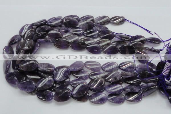 CNA43 15.5 inches 15*20mm twisted oval grade A natural amethyst beads