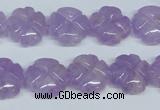 CNA435 15.5 inches 15mm carved flower natural lavender amethyst beads