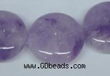 CNA438 15.5 inches 25mm flat round natural lavender amethyst beads