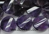 CNA45 15.5 inches 20mm twisted faceted coin grade A natural amethyst beads