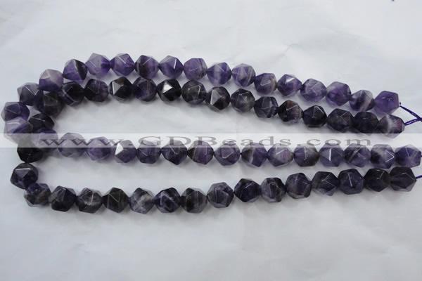 CNA503 15 inches 10mm faceted nuggets amethyst gemstone beads