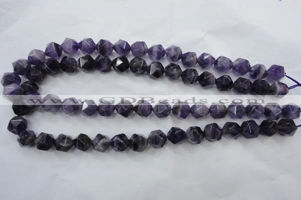 CNA504 15 inches 12mm faceted nuggets amethyst gemstone beads