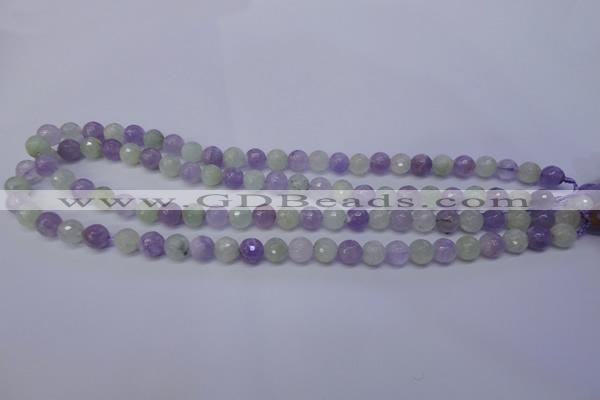 CNA662 15 inches 8mm faceted round lavender amethyst & prehnite beads