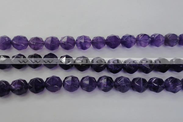 CNA71 15.5 inches 12mm faceted round natural amethyst beads