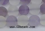 CNA739 15.5 inches 12mm round matte amethyst & white crystal beads