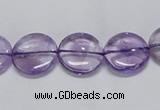 CNA821 15.5 inches 12mm flat round natural light amethyst beads