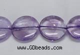 CNA824 15.5 inches 18mm flat round natural light amethyst beads