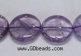 CNA825 15.5 inches 20mm flat round natural light amethyst beads