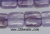 CNA842 15.5 inches 14mm square natural light amethyst beads