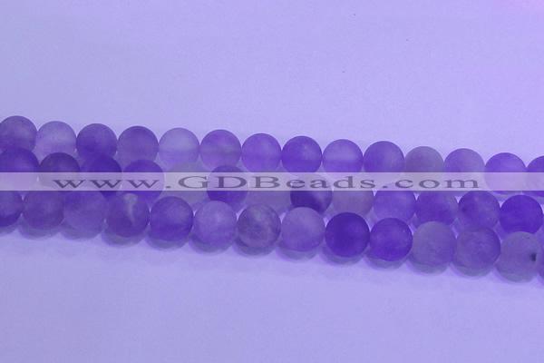 CNA915 15.5 inches 14mm round matte amethyst gemstone beads