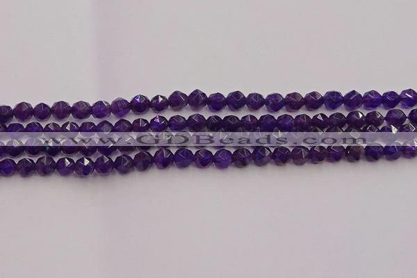 CNA936 15.5 inches 6mm faceted nuggets amethyst gemstone beads