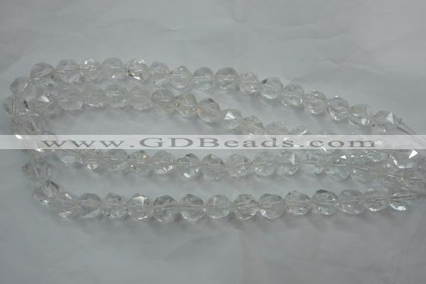 CNC100 15 inches 6mm faceted nuggets white crystal beads