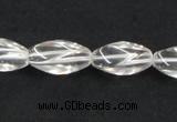 CNC20 8*18mm twisted rice grade AB natural white crystal beads