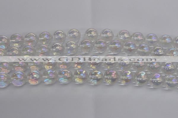 CNC205 15.5 inches 14mm round AB-color white crystal beads