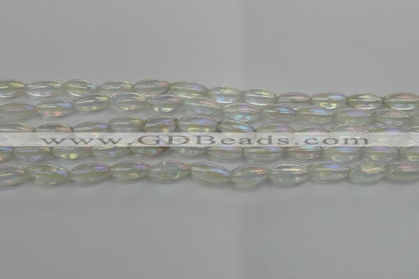 CNC210 15.5 inches 6*12mm rice AB-color white crystal beads