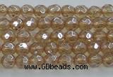 CNC516 15.5 inches 4mm faceted round dyed natural white crystal beads