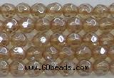 CNC517 15.5 inches 6mm faceted round dyed natural white crystal beads